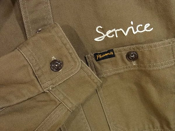 Pherrow's フェローズ 721WS-C カスタム シャツ ワーク ワークシャツ カーキ(オリーブグリーン)系 M【中古】