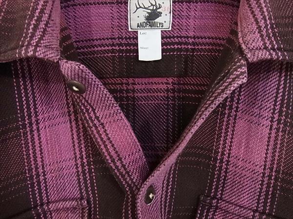 ANDFAMILYS アンドファミリー ヘビーフランネル シャツ コットン 日本製 チェック 長袖シャツ ピンク系 ピンク系 S【中古】