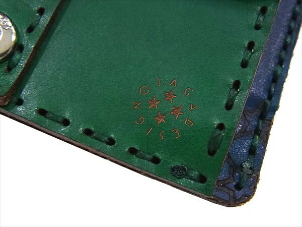 ojaga design オジャガデザイン 二つ折りレザーウォレット ネイビー×レッド×ホワイト×グリーン ウォレット マルチカラー系  マルチカラー系【極上美品】【中古】