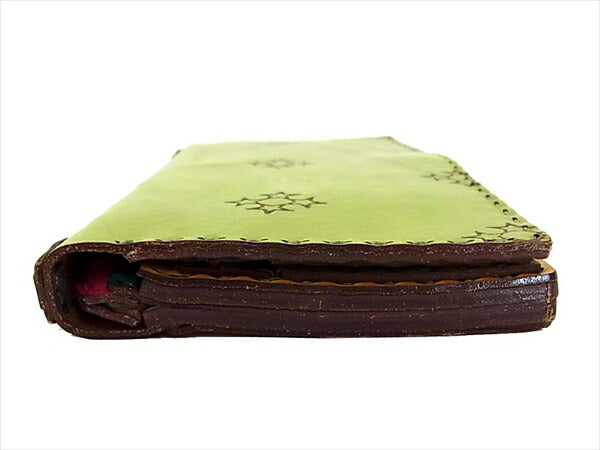 ojaga design オジャガデザイン レザートラッカーロングウォレット 長財布 ライトグリーン系 財布 イエロー系 表記無し【美品】【中古】