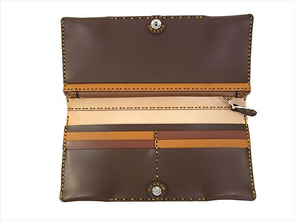 ojaga design オジャガデザイン レザートラッカーロングウォレット 長財布 レインボー 財布 ブラウン系 表記無し【極上美品】【中古】