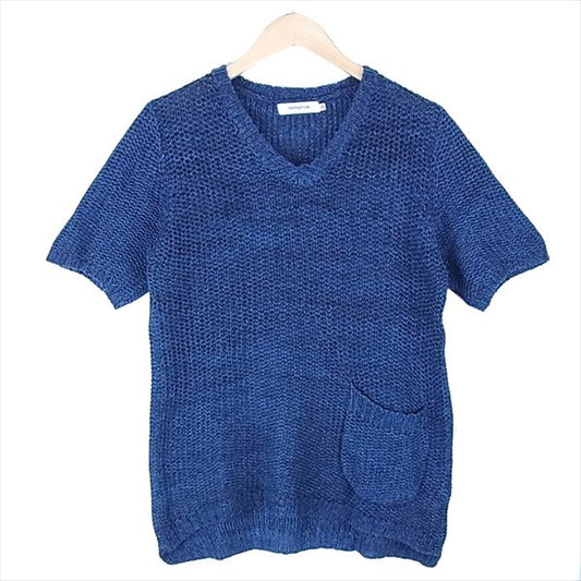nonnative ノンネイティブ NN-K2108 ROAMER SWEATER V SS ローゲージ コットン リネン 半袖 ニット ネイビー系【中古】