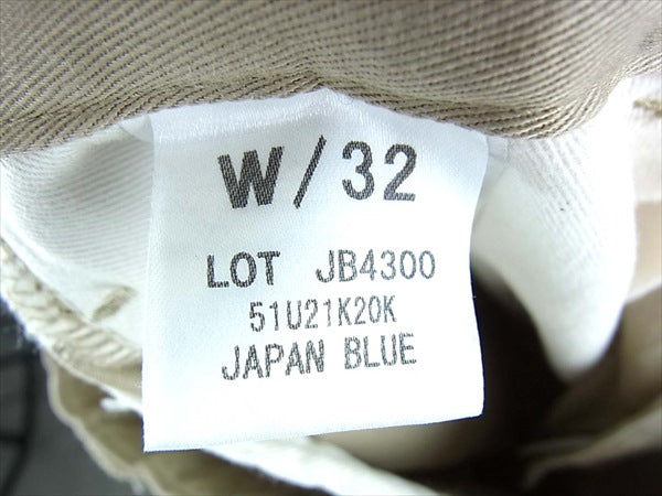 JAPAN BLUE JEANS ジャパンブルージーンズ リバティー ペグトップ ストレッチ チノ トラウザー JB4300 パンツ ベージュ系 ベージュ系 W32【中古】