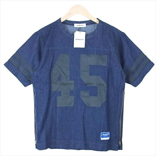 MONKEY TIME モンキータイム ナンバリング サイドジップ デニム 半袖 カットソー インディゴブルー系 インディゴブルー系 M【新古品】【未使用】【中古】