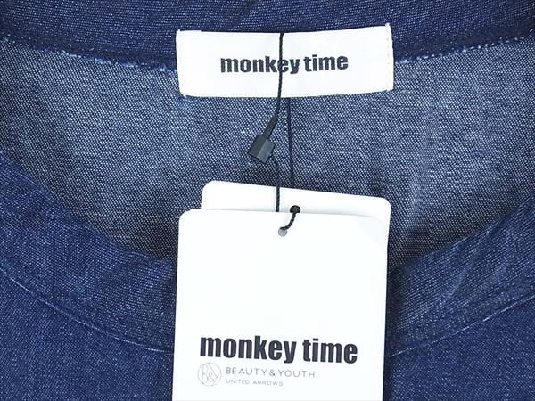 MONKEY TIME モンキータイム ナンバリング サイドジップ デニム 半袖 カットソー インディゴブルー系 インディゴブルー系 M【新古品】【未使用】【中古】