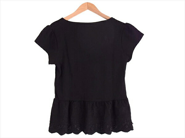 HYSTERIC GLAMOUR ヒステリックグラマー キャットプリント レース柄チュニック Black Cat Bone レディース カットソー 黒系 黒系 F【中古】