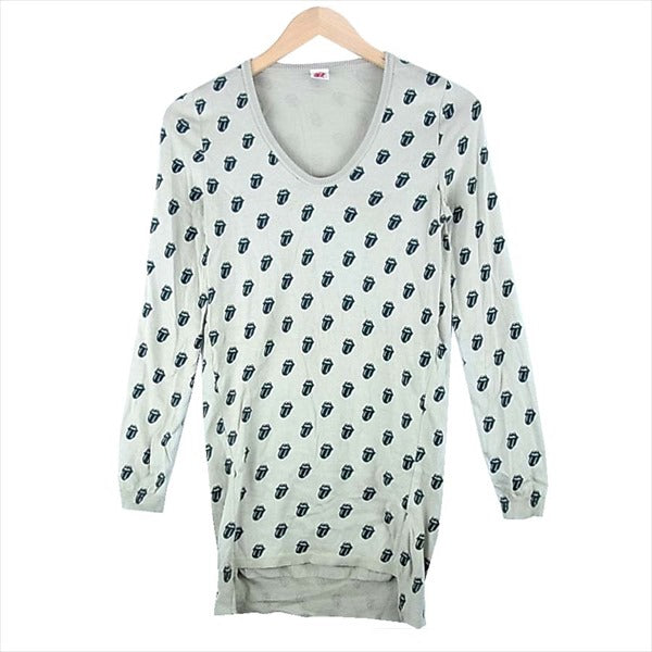 HYSTERIC GLAMOUR ヒステリックグラマー ローリングストーンズ リップandタン柄 ロングTシャツ 長袖 レディース ニット ベージュ系 ベージュ系 FREE【中古】