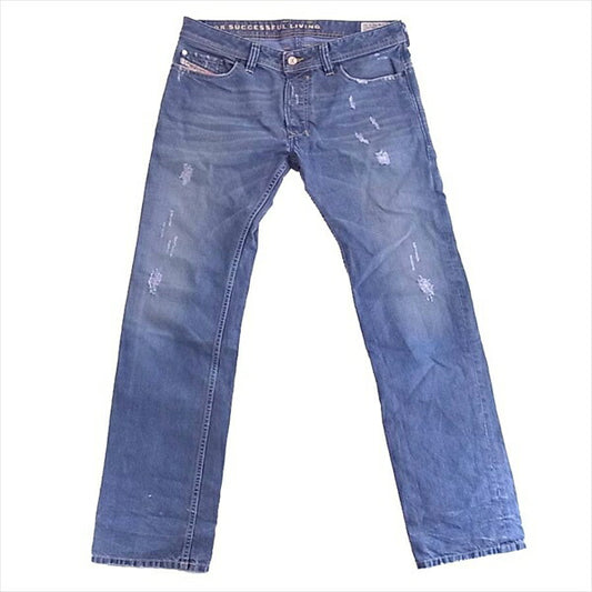 DIESEL ディーゼル ダメージ ストレート ボタンフライ デニム パンツ インディゴブルー系 インディゴブルー系 31【中古】
