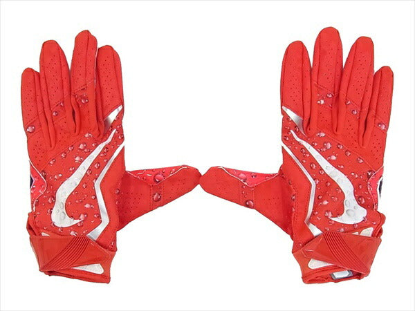 Supreme シュプリーム 18AW NIKE Vapor Jet 4.0 Football Gloves ウォーター ロゴ フットボール 手袋 レッド系【美品】【中古】