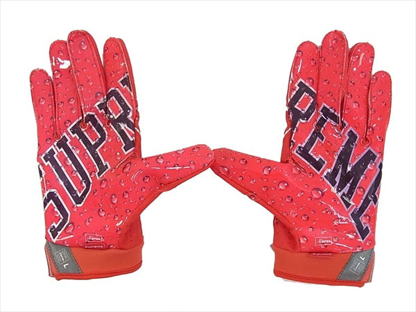 Supreme シュプリーム 18AW NIKE Vapor Jet 4.0 Football Gloves ウォーター ロゴ フットボール 手袋 レッド系【美品】【中古】