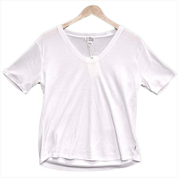 プレーンUネック レディース Tシャツ 白系 白系 S【新古品】【未使用】【中古】