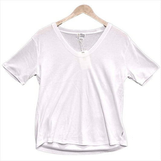 プレーンUネック レディース Tシャツ 白系 白系 S【新古品】【未使用】【中古】