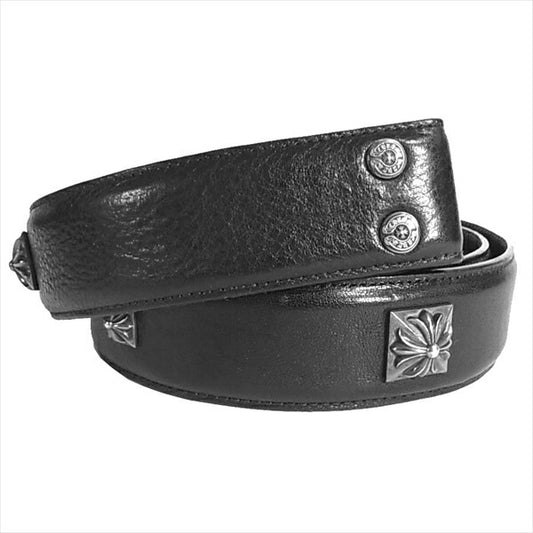 CHROME HEARTS クロムハーツ（原本無） CHプラス クロス ピラミッド スタッズ ベルト 黒系【美品】【中古】