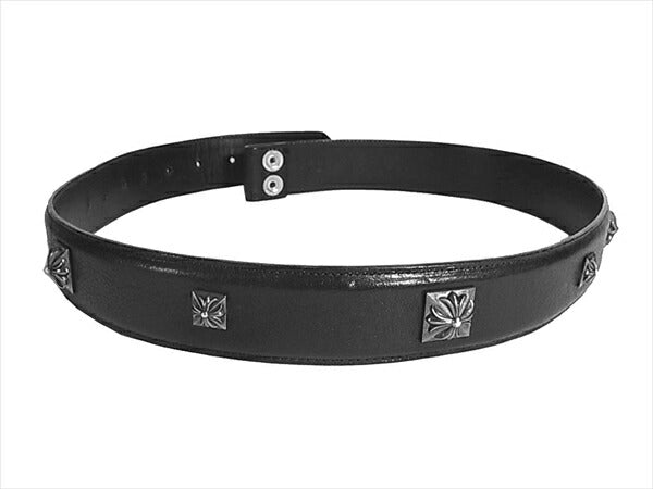 CHROME HEARTS クロムハーツ（原本無） CHプラス クロス ピラミッド スタッズ ベルト 黒系【美品】【中古】