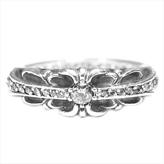CHROME HEARTS クロムハーツ（原本無） BABY CLSC ベイビー クラシック フローラル クロス ダイヤ リング シルバー【中古】