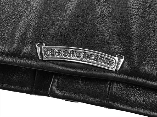 CHROME HEARTS クロムハーツ（原本無） 特注オーダー フレア フローラルクロス ライダース レザー ジャケット 黒系 S【美品】【中古】