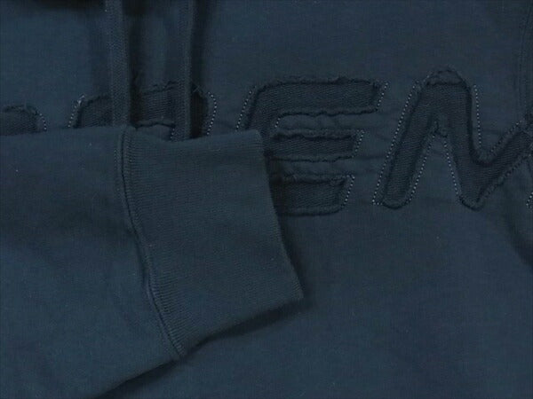 Supreme シュプリーム 19SS Set In Logo Hooded sweatshirt ロゴ フーデッド スウェット プルオーバー ネイビー系 M【美品】【中古】