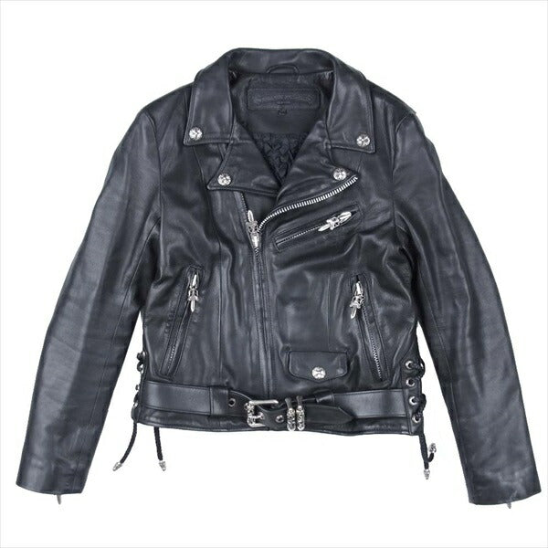 CHROME HEARTS クロムハーツ（原本無） ×コムデギャルソン COMME des GARCONS JJ DEAN ディーン 裏地フリル ライダース  レディース ジャケット ブラック系 M【美品】【中古】