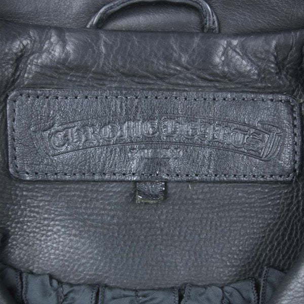 CHROME HEARTS クロムハーツ（原本無） ×コムデギャルソン COMME des GARCONS JJ DEAN ディーン 裏地フリル ライダース  レディース ジャケット ブラック系 M【美品】【中古】