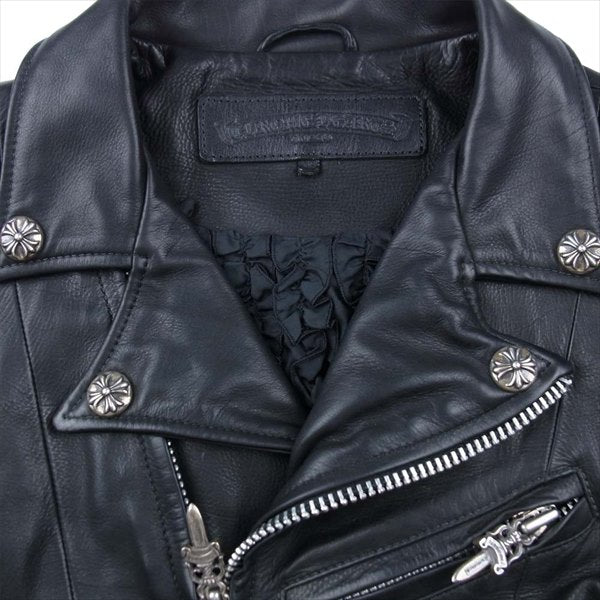 CHROME HEARTS クロムハーツ（原本無） ×コムデギャルソン COMME des GARCONS JJ DEAN ディーン 裏地フリル ライダース  レディース ジャケット ブラック系 M【美品】【中古】