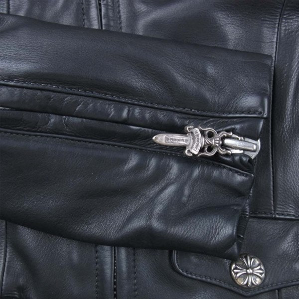 CHROME HEARTS クロムハーツ（原本無） ×コムデギャルソン COMME des GARCONS JJ DEAN ディーン 裏地フリル ライダース  レディース ジャケット ブラック系 M【美品】【中古】