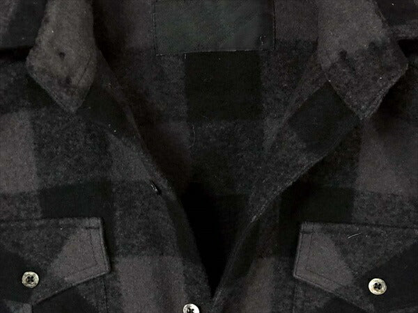 ROEN ロエン バックスカルスタッズ ブロックチェック ウールシャツ 長袖 シャツ 長袖シャツ グレー系 46【中古】