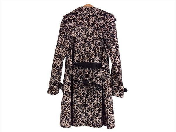 DRESSCAMP ドレスキャンプ 総柄 日本製 レディース トレンチコート 黒×ベージュ 38【中古】