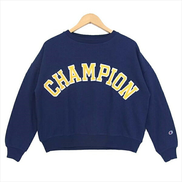 Champion チャンピオン CW-Q003 クルー ネック レディース スウェット ネイビー系 M【美品】【中古】