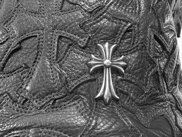 CHROME HEARTS クロムハーツ（原本有） 国内正規店原本付属 GILLES CEME CRS セメタリー クロス パッチ ボストン バッグ ブラック系【美品】【中古】