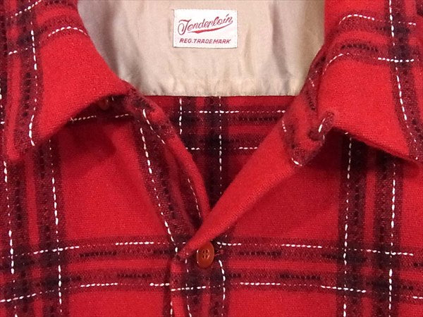 TENDERLOIN テンダーロイン T-WOOL SHT PLAID ウール 長袖シャツ チェック シャツ レッド系  レッド系 S【美品】【中古】