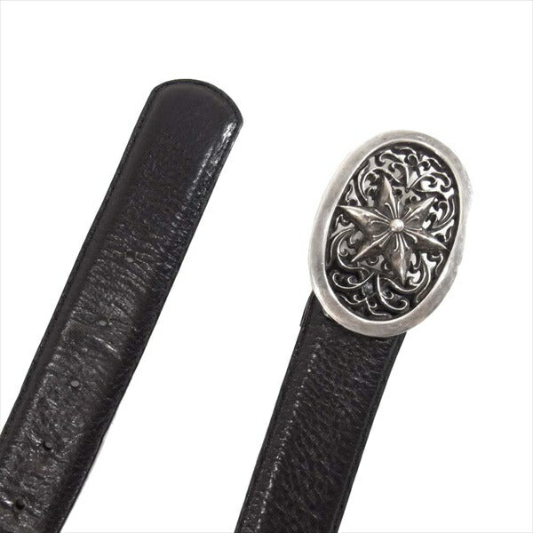 CHROME HEARTS クロムハーツ（原本無） クラシック オーバル スター バックル 1.5 ストラップ ベルト 黒系 34【中古】