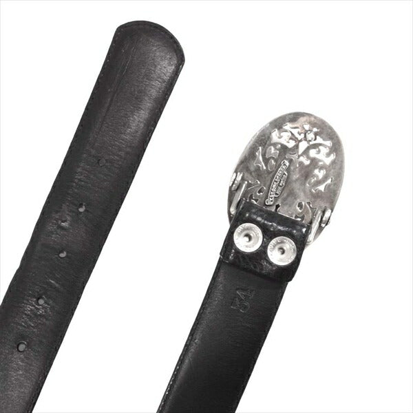 CHROME HEARTS クロムハーツ（原本無） クラシック オーバル スター バックル 1.5 ストラップ ベルト 黒系 34【中古】