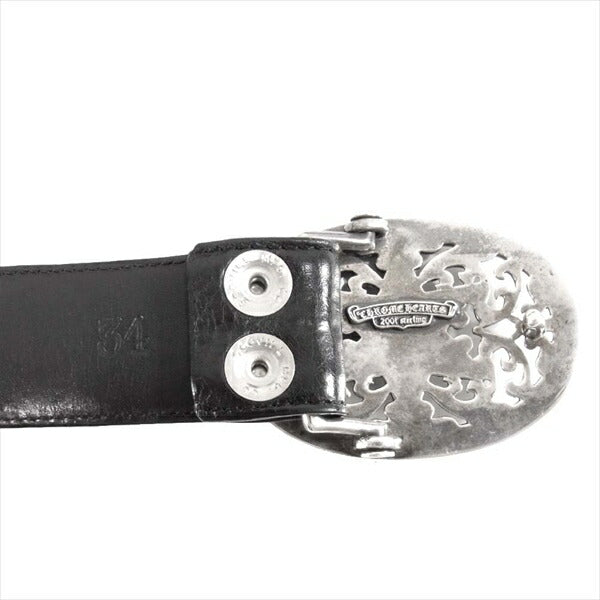 CHROME HEARTS クロムハーツ（原本無） クラシック オーバル スター バックル 1.5 ストラップ ベルト 黒系 34【中古】