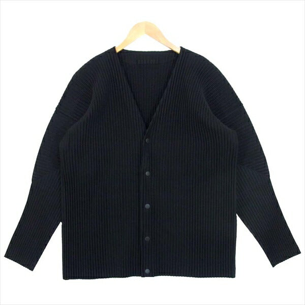 ISSEY MIYAKE イッセイミヤケ オムプリッセ HOMME PLISSE HP55JL141 プリーツ加工 カーディガン 黒系 2【美品】【中古】