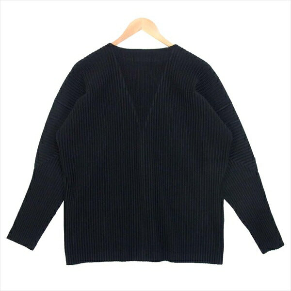 ISSEY MIYAKE イッセイミヤケ オムプリッセ HOMME PLISSE HP55JL141 プリーツ加工 カーディガン 黒系 2【美品】【中古】