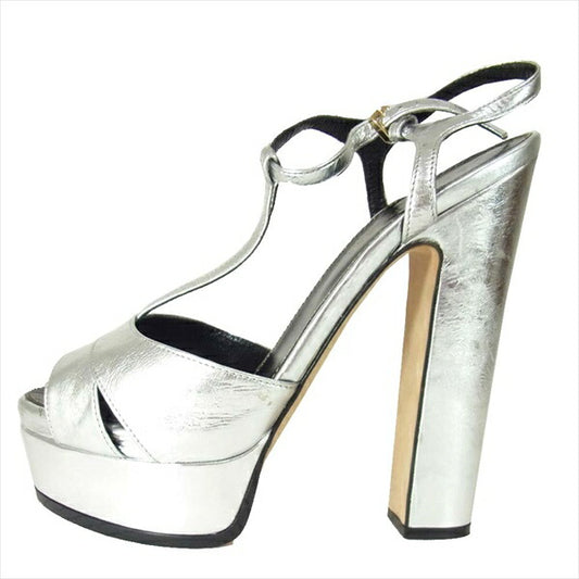 Sergio Rossi セルジオロッシ A77350 Scarpe Donna Sandal レディース ヒール シルバー 36 1/2【中古】