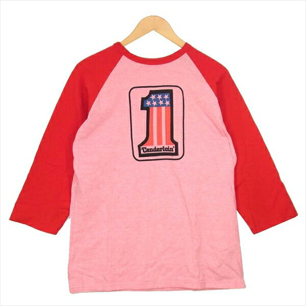 TENDERLOIN テンダーロイン クルーネック プリント Tシャツ 七分袖 ナンバー カットソー レッド系 レッド系 Ｍ【中古】