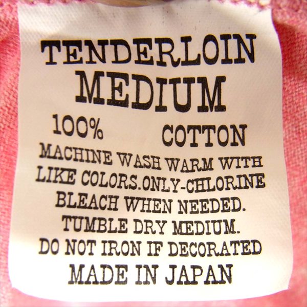 TENDERLOIN テンダーロイン クルーネック プリント Tシャツ 七分袖 ナンバー カットソー レッド系 レッド系 Ｍ【中古】