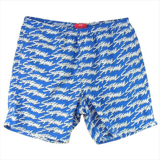 Supreme シュプリーム 19SS Signature Script Logo Water Short シグネチャースクリプト ウォーター ショーツ ブルー系 Ｌ【極上美品】【中古】