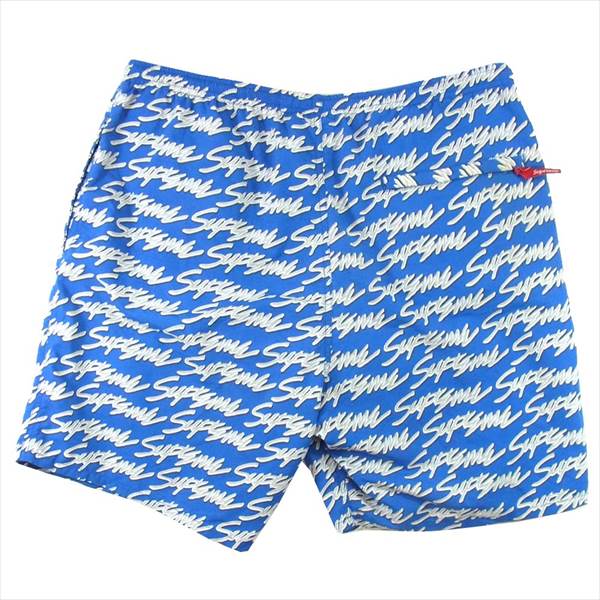 Supreme シュプリーム 19SS Signature Script Logo Water Short シグネチャースクリプト ウォーター ショーツ ブルー系 Ｌ【極上美品】【中古】