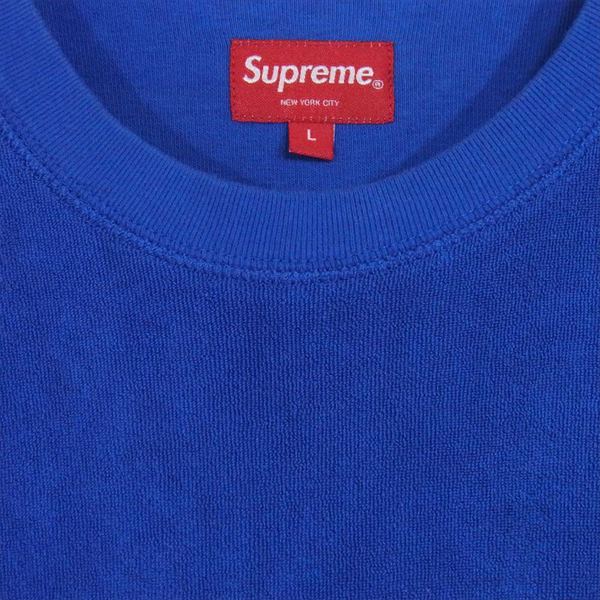 Supreme シュプリーム 19SS Terry Pocket Tee パイル 半袖 胸ポケット 半袖Tシャツ ロゴ刺繍  ブルー系 L【中古】
