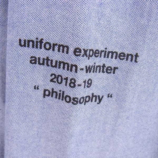 uniform experiment ユニフォームエクスペリメント 18AW VELCRO CUFF B.D SHIRT オックスフォード シャツ 長袖シャツ 水色系 1【中古】