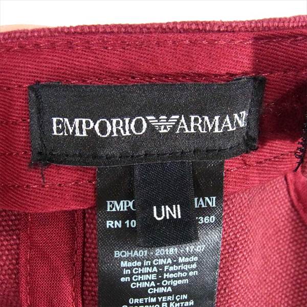 Emporio Armani エンポリオ・アルマーニ ロゴキャップ ブランドロゴ コットン キャップ エンジ系 UNI【中古】