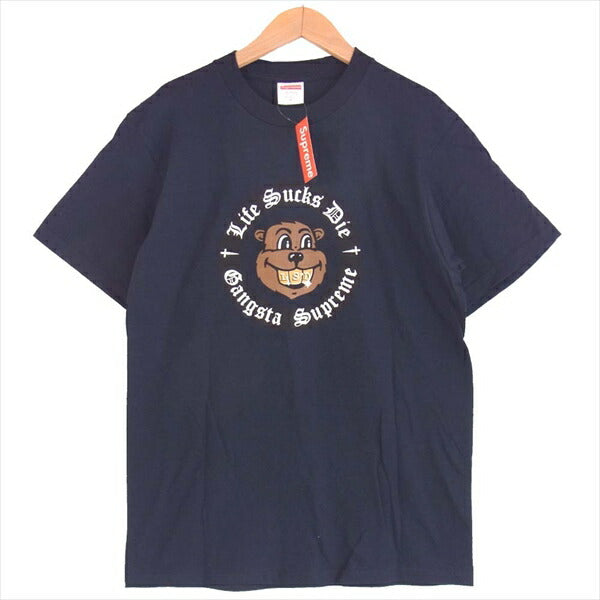 Supreme シュプリーム 18AW Life Sucks Die Tee プリント 半袖 メンズ 紺 S【美品】【中古】