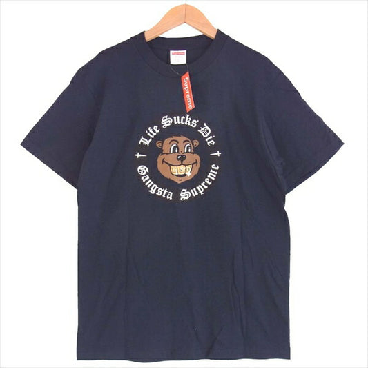 Supreme シュプリーム 18AW Life Sucks Die Tee プリント 半袖 メンズ 紺 S【美品】【中古】