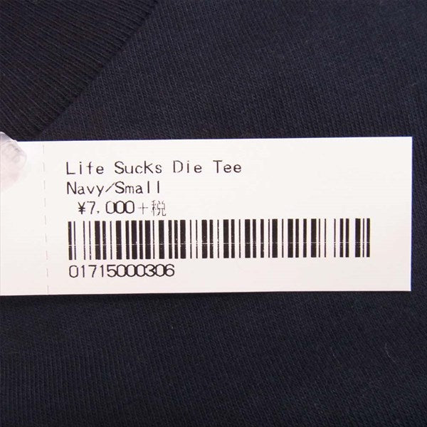 Supreme シュプリーム 18AW Life Sucks Die Tee プリント 半袖 メンズ 紺 S【美品】【中古】