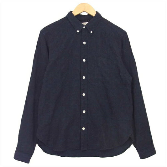 nanamica ナナミカ ペイズリー柄  ボタンダウン 織 総柄 立体 日本製 長袖シャツ ダークネイビー系 Ｍ【中古】