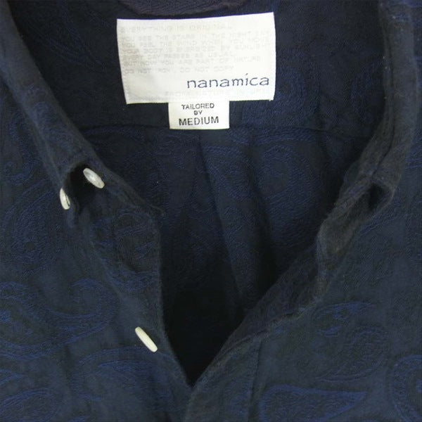 nanamica ナナミカ ペイズリー柄  ボタンダウン 織 総柄 立体 日本製 長袖シャツ ダークネイビー系 Ｍ【中古】
