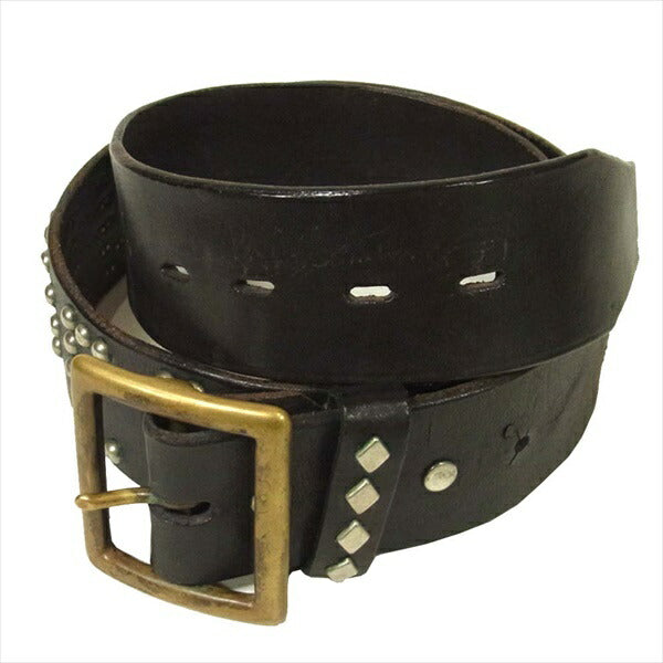 TENDERLOIN テンダーロイン ロゴスタッズ レザー ベルト レザーベルト ブラック系 34【中古】