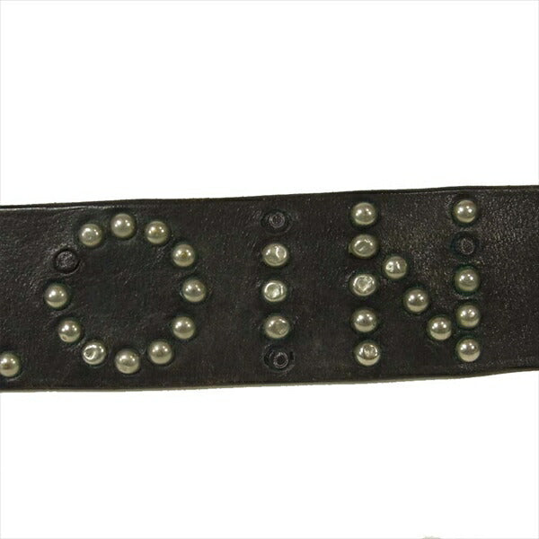 TENDERLOIN テンダーロイン ロゴスタッズ レザー ベルト レザーベルト ブラック系 34【中古】